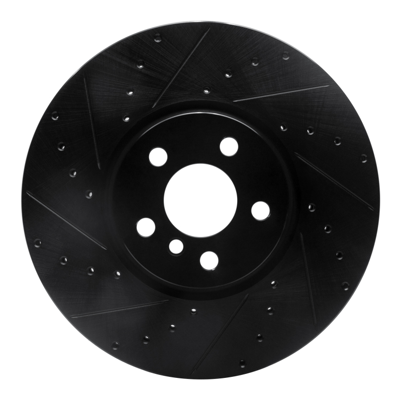 Mini Cooper Clubman Brake Rotor (1) - Front Left - R1 Concepts - Drilled & Slotted - Black - `15-`19